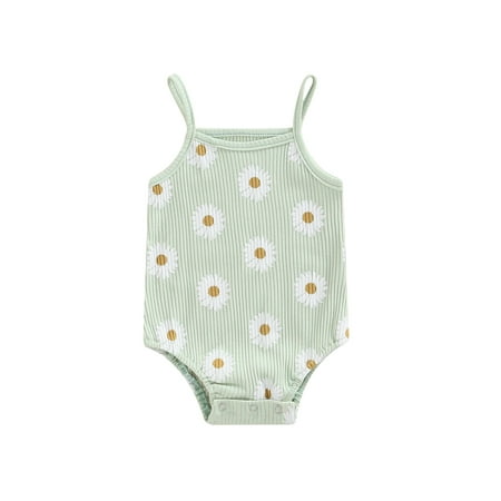 Qtinghua Infant Baby Girls Ribbed Knitted Bodysuit Spaghetti Strap Daisy Flower Romper Sleeveless Jumpsuit Green 18-24 Months
Qtinghua Infant Baby Girls Ribbed Knitted Bodysuit Spaghetti Strap Daisy Flower Romper Sleeveless Jumpsuit Green 18-24 Months