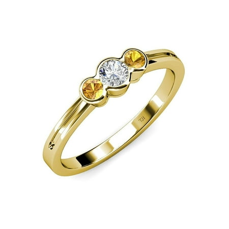 Diamond (SI2-I1 G-H) and Citrine Three Stone Ring 0.49 ct tw in 14K Yellow Gold.size 9.0
Diamond (SI2-I1 G-H) and Citrine Three Stone Ring 0.49 ct tw in 14K Yellow Gold.size 9.0