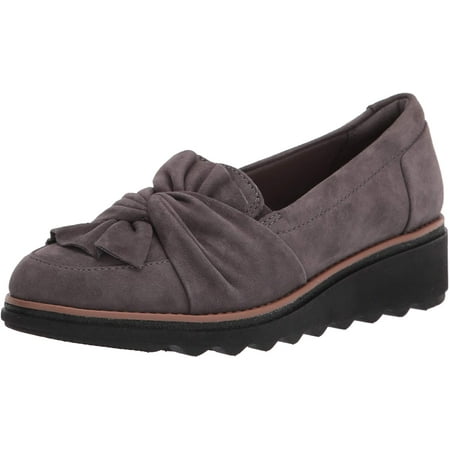 Clarks Womens Sharon Dasher Loafer 5 Grey Suede/Dark Tan Welt