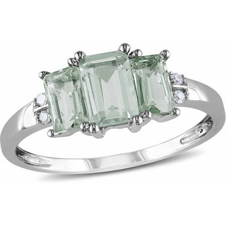 1.07 Carat T.g.w. Green Amethyst And Dia