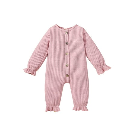 Calsunbaby Infant Baby Girls Autumn Jumpsuit Waffle Plaid Solid Long Sleeve Crewneck Button Down Romper Playsuit
Calsunbaby Infant Baby Girls Autumn Jumpsuit Waffle Plaid Solid Long Sleeve Crewneck Button Down Romper Playsuit