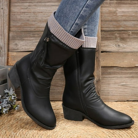 YOUSNH Round Head Woolen Edge Women s Boots Solid Color Side Zipper Women s Leather Boots Womens Boots Black 7
YOUSNH Round Head Woolen Edge Women s Boots Solid Color Side Zipper Women s Leather Boots Womens Boots Black 7