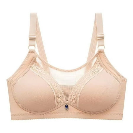 

Hfyihgf Mesh Lace Patchwork Bras for Women Wireless Full Cup Minimizer No Underwire Plus Size Bra Wirefree Comfy Wide Strap Lifting Up Comfortable Womens Bras Beige M