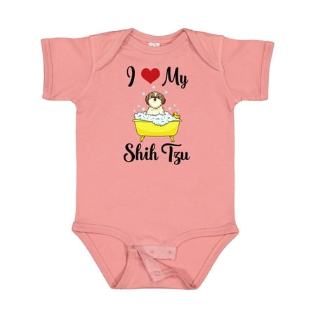 Inktastic I Love My Shih Tzu Dog Gifts Gift Baby Boy or Baby Girl Bodysuit