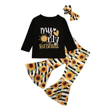 CenturyX Toddler Baby Girls Clothing Long Sleeve Sunshine Tops T shirt Sunflower Stripe Print Pants Headband Black 3-4 Years
CenturyX Toddler Baby Girls Clothing Long Sleeve Sunshine Tops T shirt Sunflower Stripe Print Pants Headband Black 3-4 Years