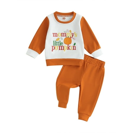 Toddler Girls Boys Fall Outfits Pumpkin Letter Embroidery Long Sleeve Sweatshirts and Long Pants 2Pcs Halloween Clothes Set 0-3 Years
Toddler Girls Boys Fall Outfits Pumpkin Letter Embroidery Long Sleeve Sweatshirts and Long Pants 2Pcs Halloween Clothes Set 0-3 Years