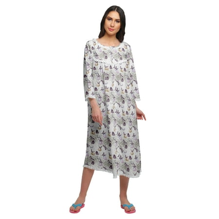Moomaya Printed Knee Length Cotton Lace Border 3/4th Sleeve Night Gown For Women
Moomaya Printed Knee Length Cotton Lace Border 3/4th Sleeve Night Gown For Women