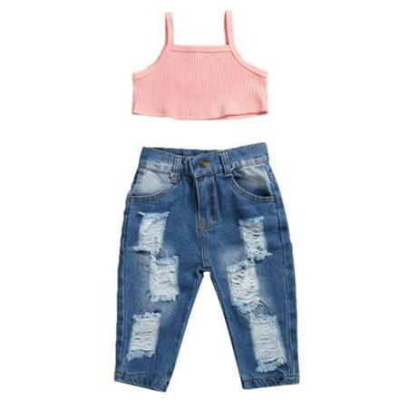 JBEELATE Toddler Baby Girl Jeans Outfit 4 Colors Sleeveless Crop Top T-Shirt+Holes Ripped Denim Long Jeans Pants Summer Clothes Set
JBEELATE Toddler Baby Girl Jeans Outfit 4 Colors Sleeveless Crop Top T-Shirt+Holes Ripped Denim Long Jeans Pants Summer Clothes Set