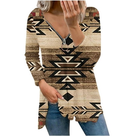 Women s Fashion Long Sleeve V Neck Graphic Tshirt Blouse Zipper Fall Causal Pullover Tops Corset Tops Ladies Sexy Fall Winter Going Out Y2k Tunic Tees Blouses Adult Tops for Women Pleasure