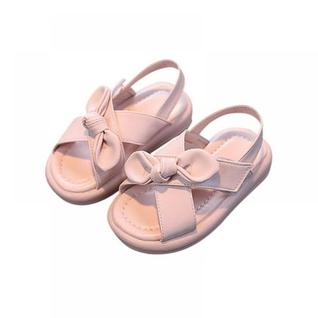 

Cute Bow Children Girls Comfortable Soft Bottom Non-Slip Design Outdoor Beach Sandals Pink