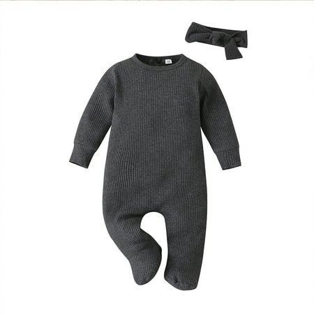 Canrulo Newborn Baby Boys Girls Footies Romper Long Sleeve Jumpsuit Solid Bodysuit Headband 2Pcs Outfits Dark Gray 0-3 Months
Canrulo Newborn Baby Boys Girls Footies Romper Long Sleeve Jumpsuit Solid Bodysuit Headband 2Pcs Outfits Dark Gray 0-3 Months