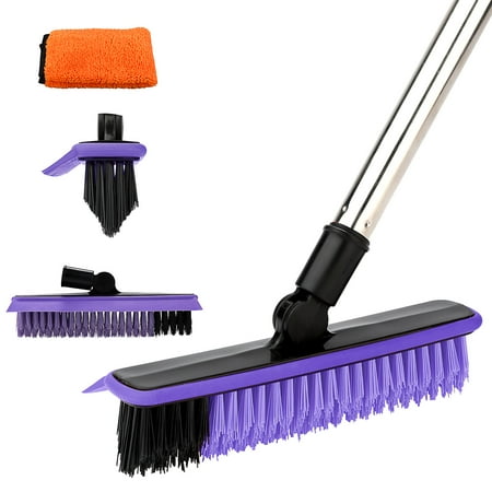 Swivel Grout Brush with 57.8 Long Handle and 120°Rotatable Floor Scrub Brush