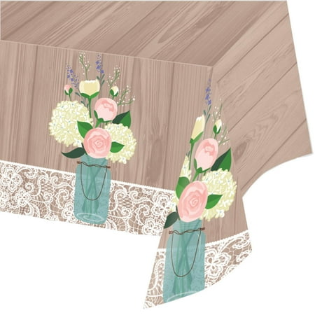 Pack of 6 Rustic Wedding Disposable Rectangle Plastic Banquet Party Table Covers 102