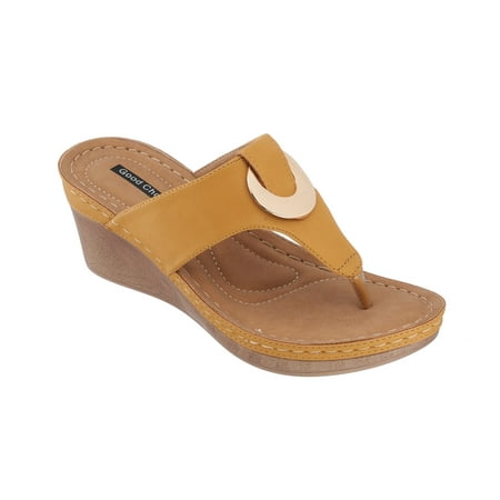 GC Shoes Womens Memory Foam Wedge Sandals Open Toe Mid Heel Platform Comfy Vegan Leather Disc Strap Thong Genelle/Yellow/9.5
GC Shoes Womens Memory Foam Wedge Sandals Open Toe Mid Heel Platform Comfy Vegan Leather Disc Strap Thong Genelle/Yellow/9.5