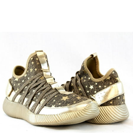 Women Light Weight Cross Training Sneakers Star Glitter Theme Shiny Soft Microfiber Upper Gold
Women Light Weight Cross Training Sneakers Star Glitter Theme Shiny Soft Microfiber Upper Gold