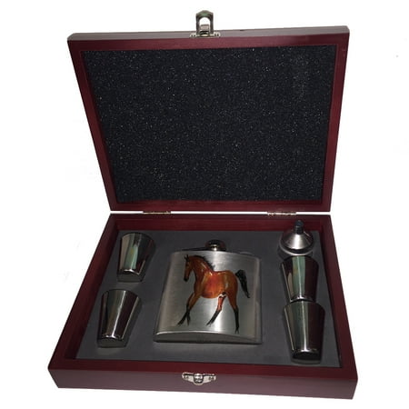 KuzmarK 6 oz. Stainless Steel Flask Set in Rose Wood Presentation Box - Abstract Bay Warmblood Horse Equine Art by Denise Every
KuzmarK 6 oz. Stainless Steel Flask Set in Rose Wood Presentation Box - Abstract Bay Warmblood Horse Equine Art by Denise Every