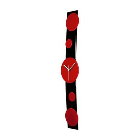 River City Clocks Black Curved with Red Dots Glass Wall Clock - 5.5 in. Wide
