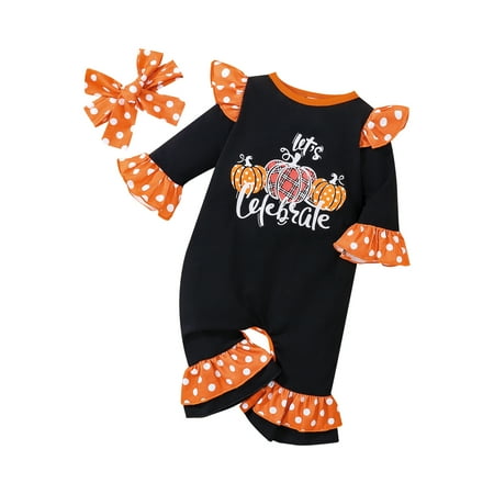 KOMOO Baby Dot Jumpsuit Set Pumpkin Printed Long Sleeve Ruffle Bell-Bottom Romper Headband Outfits
KOMOO Baby Dot Jumpsuit Set Pumpkin Printed Long Sleeve Ruffle Bell-Bottom Romper Headband Outfits