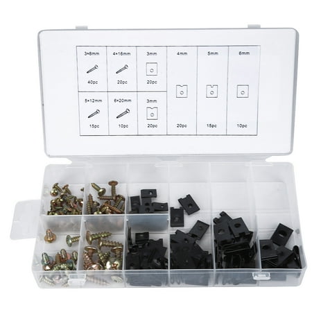 170Pcs Carbon Steel U Clip and Screw Set Assortment Kit Accessories with Storage Box
170Pcs Carbon Steel U Clip and Screw Set Assortment Kit Accessories with Storage Box