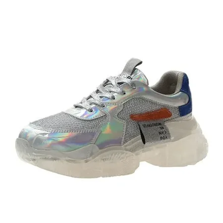 Qikogu fashion laser lace up high platform casual shoes clear heels silver
Qikogu fashion laser lace up high platform casual shoes clear heels silver
