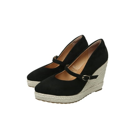 Tenmix Women Wedge Pumps Shoes Comfort Dress Pump Pointed Toe Espadrilles Platform Ladies Casual Buckle Black (10cm) 5.5
Tenmix Women Wedge Pumps Shoes Comfort Dress Pump Pointed Toe Espadrilles Platform Ladies Casual Buckle Black (10cm) 5.5