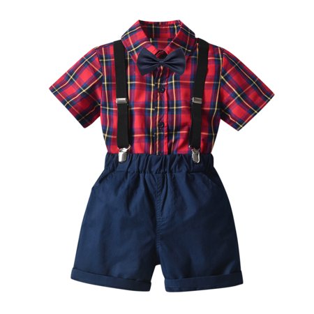 Toddler Baby Boys Gentleman Bowtie Plaid Print T-Shirt Suspenders Shorts Outfits
Toddler Baby Boys Gentleman Bowtie Plaid Print T-Shirt Suspenders Shorts Outfits