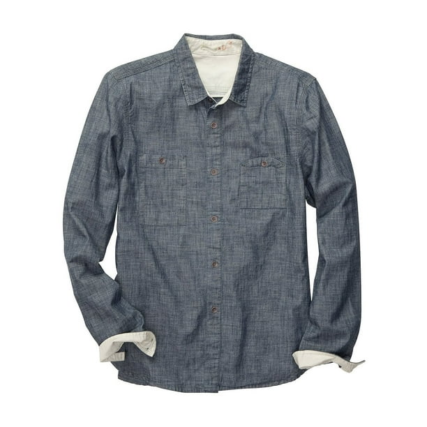 ALTERNATIVE Vista Cotton Shirt Medium M Chambray Blue Button Front