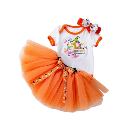 Sunisery Infant Toddler Girls Halloween Romper Mesh Skirt Bow Headband 2Pcs Cartoon Pumpkin Festival Clothes Orange 12-24 Months
Sunisery Infant Toddler Girls Halloween Romper Mesh Skirt Bow Headband 2Pcs Cartoon Pumpkin Festival Clothes Orange 12-24 Months