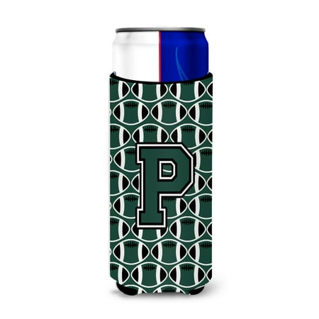 

Carolines Treasures CJ1071-PMUK Letter P Football Green and White Ultra Beverage Insulators for slim cans Slim Can