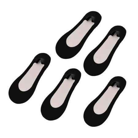 5Pairs Boat Socks for Women Non-slip Invisible No Show Socks Black