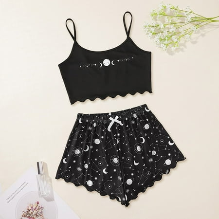 Cuoff Women s Cute Cartoon Print Lettuce Trim Cami Top and Shorts Cute Pajama Set Sleepwear
Cuoff Women s Cute Cartoon Print Lettuce Trim Cami Top and Shorts Cute Pajama Set Sleepwear