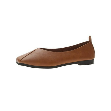Gomelly Womens Flats Comfort Flat Shoes Slip On Casual Lightweight Pumps Walking Dress Brown 8