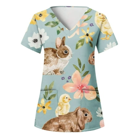 XHJUN Scrub Tops Women Design Easter Short Sleeve Bunny Egg Hunt Working Uniform with Pocket Blue XXXL
XHJUN Scrub Tops Women Design Easter Short Sleeve Bunny Egg Hunt Working Uniform with Pocket Blue XXXL