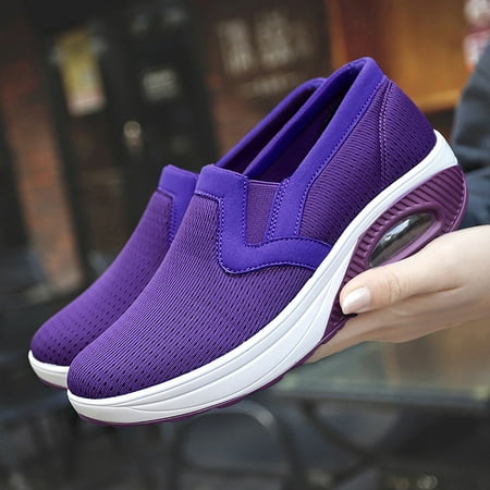 HIBRO Sneakers For Women Platform Wedge Shoes Ladies Mesh Fabric Breathable Sport Running Shoes