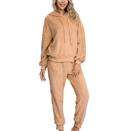 UKAP Women Sleepwear Drawstring Nightwear Elastic Waist Pajamas Sets Baggy Hoodies And Pant Winter Warm Lounge Set Camel XL
UKAP Women Sleepwear Drawstring Nightwear Elastic Waist Pajamas Sets Baggy Hoodies And Pant Winter Warm Lounge Set Camel XL