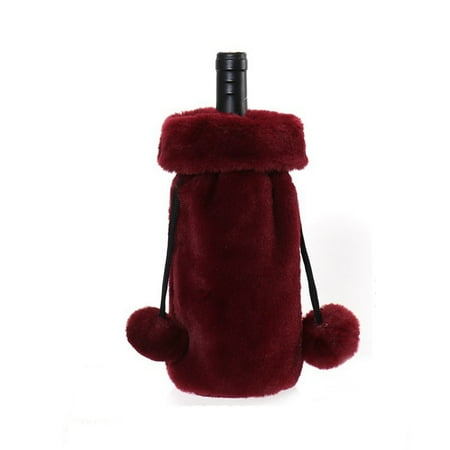 Christmas Holiday Style Champagne and Wine Plush Bottles Sleeve Christmas Decorations Small Wine Sleeve