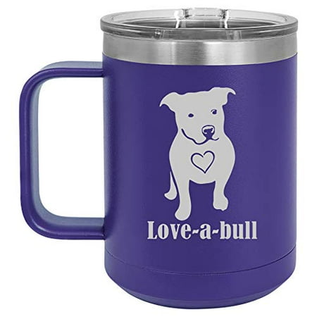 15 oz Tumbler Coffee Mug Travel Cup With Handle & Lid Vacuum Insulated Stainless Steel Love-A-Bull Pit Bull Love (Purple)
15 oz Tumbler Coffee Mug Travel Cup With Handle & Lid Vacuum Insulated Stainless Steel Love-A-Bull Pit Bull Love (Purple)
