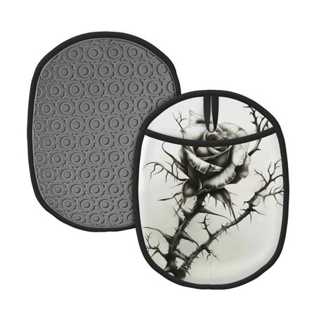 Lukts Black And White Rose Print Silicone Pot Mat Mitten With Hanging Loop Heat Resistant Oven Mitts Non-Slip Bbq Baking Smoking Potholders
Lukts Black And White Rose Print Silicone Pot Mat Mitten With Hanging Loop Heat Resistant Oven Mitts Non-Slip Bbq Baking Smoking Potholders