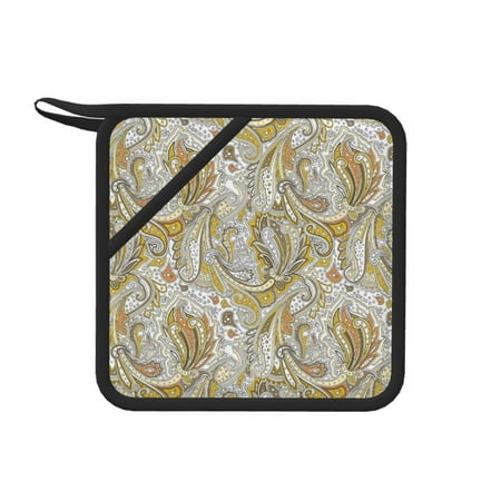 1 PCS Pot Holders for Kitchen - Heat Resistant Silicone Pot Holders with Hanging Loop Golden Paisley Non Slip Oven Hot Pads Potholders for Decor Baking Cooking Kitchen
1 PCS Pot Holders for Kitchen - Heat Resistant Silicone Pot Holders with Hanging Loop Golden Paisley Non Slip Oven Hot Pads Potholders for Decor Baking Cooking Kitchen
