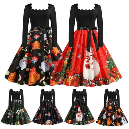 UDIYO Christmas Women Dress Christmas Dress for Women Vintage Long Sleeve 1950s Retro Printed Square Neck Prom Evening Party Dress
UDIYO Christmas Women Dress Christmas Dress for Women Vintage Long Sleeve 1950s Retro Printed Square Neck Prom Evening Party Dress