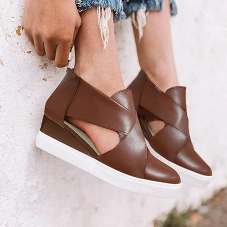 ERTUTUYI Ladies Cross Strap Hollow Zipper Ankle Wedges Round Toe Casual Boots Shoes Brown 42
ERTUTUYI Ladies Cross Strap Hollow Zipper Ankle Wedges Round Toe Casual Boots Shoes Brown 42