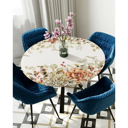 Tablecloth Round Fitted Plant Eucalyptus Autumn Leaves Vintage Flower Elastic Edged Table Cover Protector Cloth Waterproof 50 -54 
Tablecloth Round Fitted Plant Eucalyptus Autumn Leaves Vintage Flower Elastic Edged Table Cover Protector Cloth Waterproof 50 -54