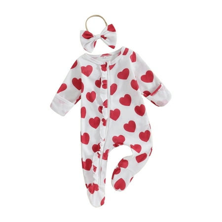 Peyakidsaa Newborn Baby Girl Valentine s Day Romper Jumpsuit Long Sleeve Heart Print One Piece Footies Bodysuit+Headband
Peyakidsaa Newborn Baby Girl Valentine s Day Romper Jumpsuit Long Sleeve Heart Print One Piece Footies Bodysuit+Headband