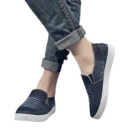 Mens Shoes Fisher Canvas Thick Soled Denim Slip On Shoes