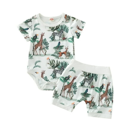 Musuos 2Pcs Baby Summer Tracksuit Giraffe Print Short Sleeves Romper + Elastic Waist Shorts for Toddler Girls Boys 0-24 Months
Musuos 2Pcs Baby Summer Tracksuit Giraffe Print Short Sleeves Romper + Elastic Waist Shorts for Toddler Girls Boys 0-24 Months