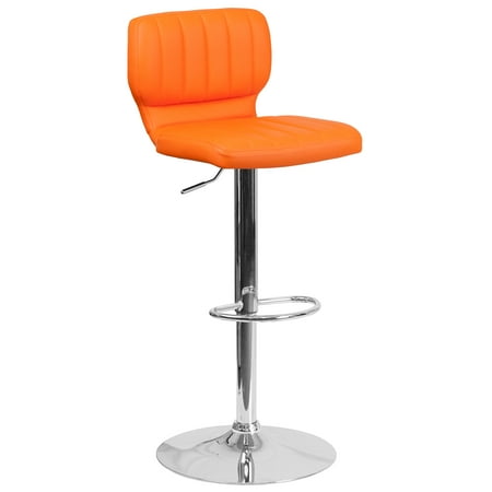 Flash Furniture Contemporary Vinyl Adjustable Height Barstool with Chrome Base Multiple Colors