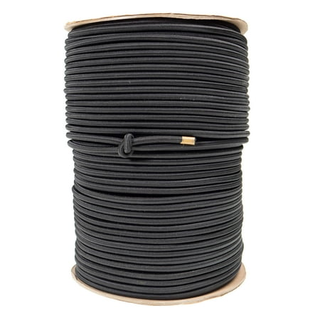 1/4 -6mm Black Polyester Shock Cord - Spool (500 )