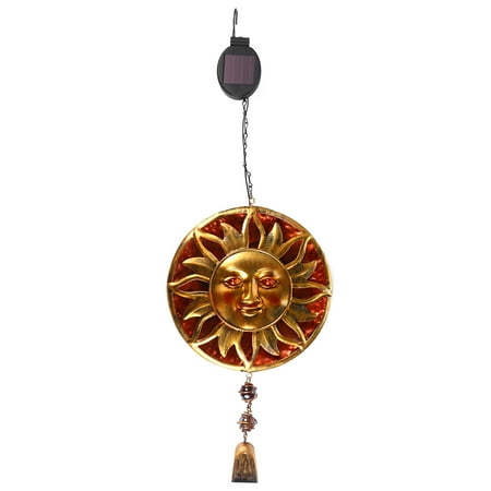 Sun Pattern Wind Chime Solar Light Creative Windbell Household Wind Bell