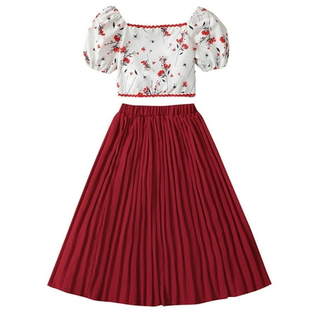 Toddler Kids Child Girls Short Bubble Sleeve Floral Blouse Solid Color Pleated Skirt 2PCS Newborn Outfits Set
Toddler Kids Child Girls Short Bubble Sleeve Floral Blouse Solid Color Pleated Skirt 2PCS Newborn Outfits Set
