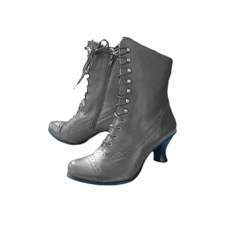 GENILU Women Fashion Non Slip Ankle Shoes Mid Top Block Heels Booties Casual Side Zip High Heel Boots Grey 9
GENILU Women Fashion Non Slip Ankle Shoes Mid Top Block Heels Booties Casual Side Zip High Heel Boots Grey 9